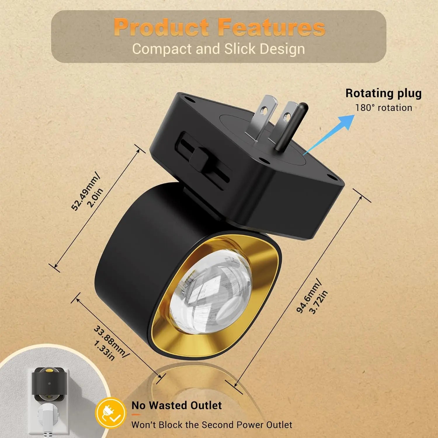 DORESSHOP 180° Rotatable Night Lights Projector, Plug into Wall, Soft Warm Lighting for Hallway, Garden, Party