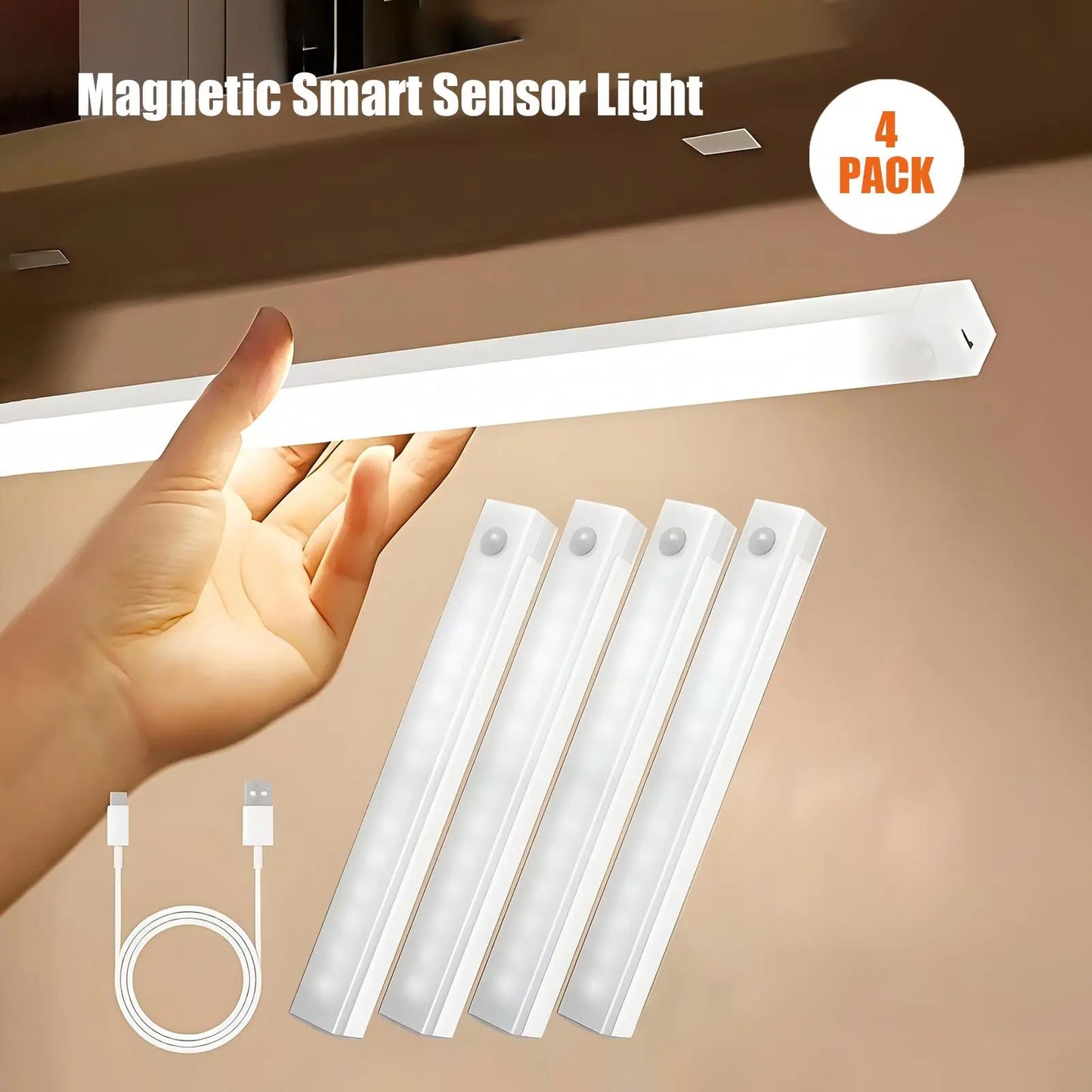 6 Pack Motion Sensor & Light Sensor LED Lights Indoor, Magnetic Wireless Closet Lights Battery Powered, 3 Modes under Cabinet Lighting for Stairs, Kitchen, Bedroom, 11.8In Cool White Can Be Used for Various Holiday Surprises Mothersdaygift Tiktokshop