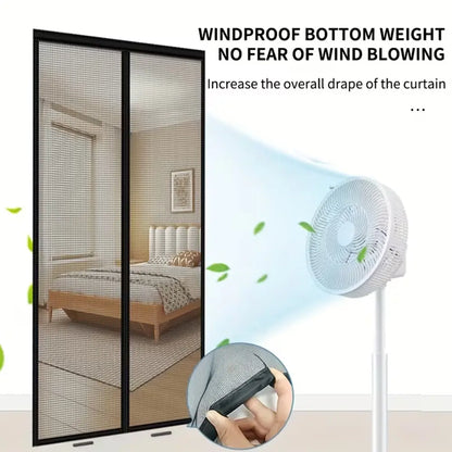 1 Pc Magnetic Insect Screen Door with Automatic Closing, Heavy Duty Fiberglass with Buckle, Designed to Prevent Cat and Dog Scratches, Hands-Free Entry, Black Mosquito Net Curtain for Home, Yard, Bathroom, Easy Installation