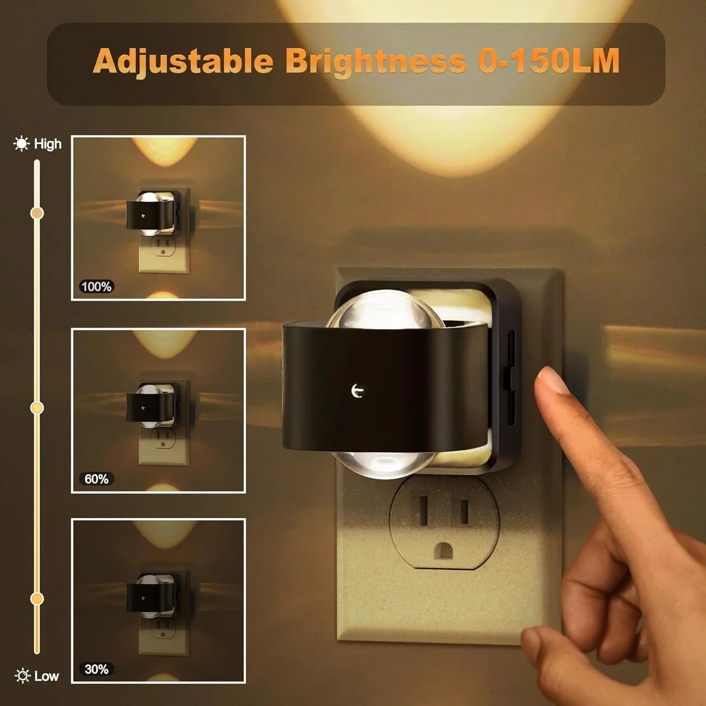DORESSHOP 180° Rotatable Night Lights Projector, Plug into Wall, Soft Warm Lighting for Hallway, Garden, Party