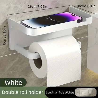 1Pcs Bathroom Restroom Toilet Rack/Tissue Rack, Wall-Mounted Toilet Bathroom Toilet Perforated Face Rack, Toilet Paper Holder