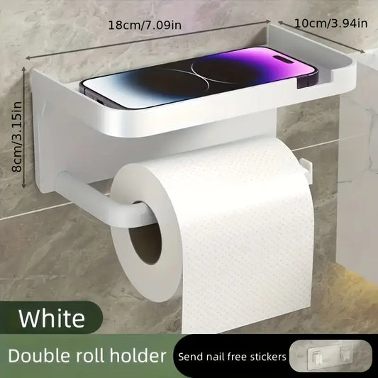 1Pcs Bathroom Restroom Toilet Rack/Tissue Rack, Wall-Mounted Toilet Bathroom Toilet Perforated Face Rack, Toilet Paper Holder