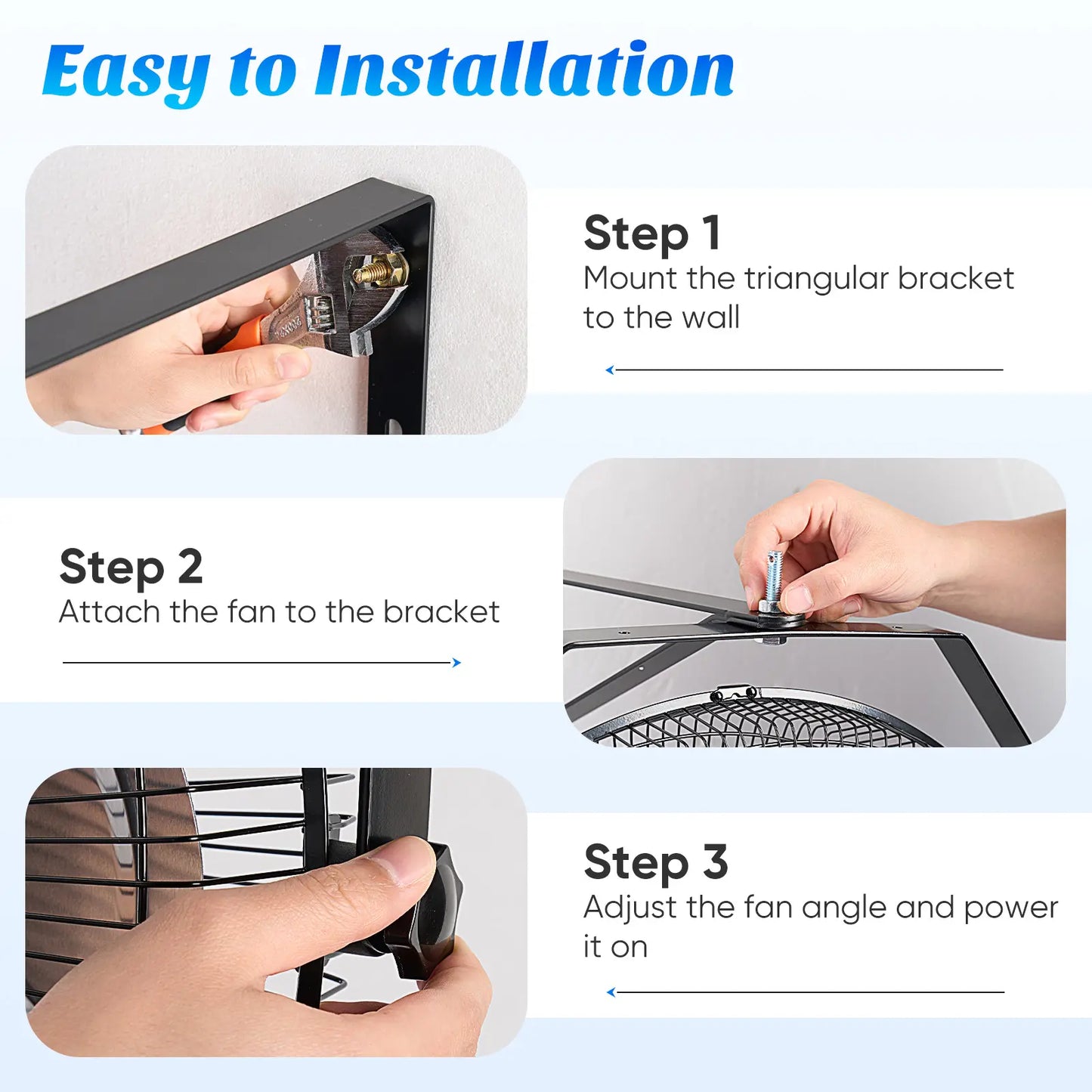【Mother'Sdaygift】Metal Wall Mount Fan, 3-Speed High Velocity Fan with 3400 CFM, Vertical & Horizontal Adjustable Tilt for Warehouse, Industrial, Greenhouse, Commercial