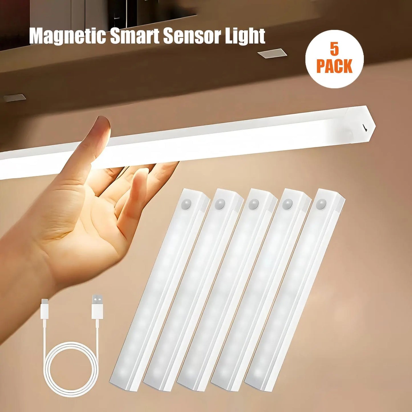 6 Pack Motion Sensor & Light Sensor LED Lights Indoor, Magnetic Wireless Closet Lights Battery Powered, 3 Modes under Cabinet Lighting for Stairs, Kitchen, Bedroom, 11.8In Cool White Can Be Used for Various Holiday Surprises Mothersdaygift Tiktokshop