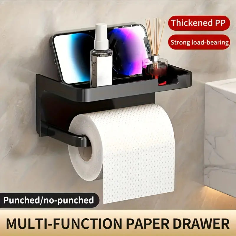 1Pcs Bathroom Restroom Toilet Rack/Tissue Rack, Wall-Mounted Toilet Bathroom Toilet Perforated Face Rack, Toilet Paper Holder