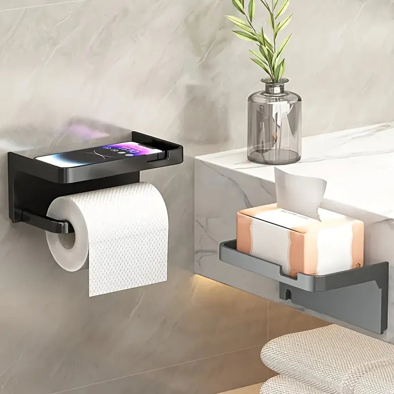 1Pcs Bathroom Restroom Toilet Rack/Tissue Rack, Wall-Mounted Toilet Bathroom Toilet Perforated Face Rack, Toilet Paper Holder