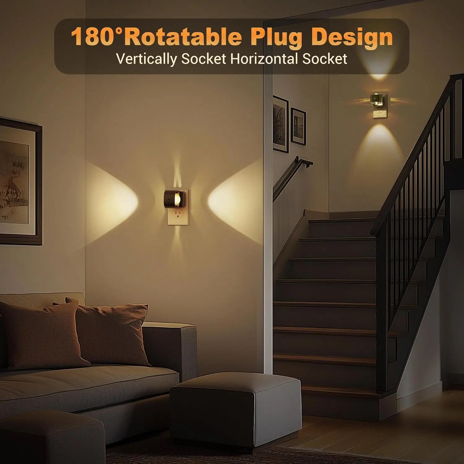 DORESSHOP 180° Rotatable Night Lights Projector, Plug into Wall, Soft Warm Lighting for Hallway, Garden, Party