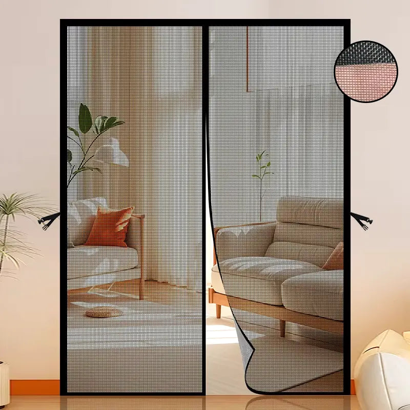 1 Pc Magnetic Insect Screen Door with Automatic Closing, Heavy Duty Fiberglass with Buckle, Designed to Prevent Cat and Dog Scratches, Hands-Free Entry, Black Mosquito Net Curtain for Home, Yard, Bathroom, Easy Installation
