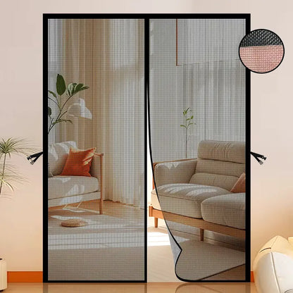 1 Pc Magnetic Insect Screen Door with Automatic Closing, Heavy Duty Fiberglass with Buckle, Designed to Prevent Cat and Dog Scratches, Hands-Free Entry, Black Mosquito Net Curtain for Home, Yard, Bathroom, Easy Installation