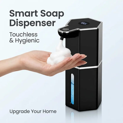 Touchless Automatic Soap Dispenser, USB Rechargeable, 12 Oz Foaming Dispenser with 4 Adjustable Levels, Waterproof Wall-Mounted Smart Soap Pump for Bathroom and Kitchen, Hands-Free Hygiene Home Essential