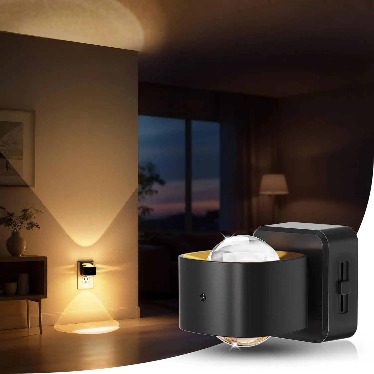 DORESSHOP 180° Rotatable Night Lights Projector, Plug into Wall, Soft Warm Lighting for Hallway, Garden, Party