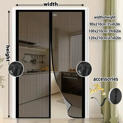 1 Pc Magnetic Insect Screen Door with Automatic Closing, Heavy Duty Fiberglass with Buckle, Designed to Prevent Cat and Dog Scratches, Hands-Free Entry, Black Mosquito Net Curtain for Home, Yard, Bathroom, Easy Installation